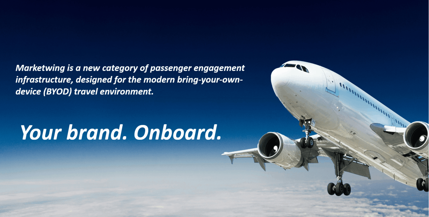 Marketwing hero image showing branded airline message